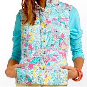 Lilly Pulitzer Down Vest In The Beginning Print Small